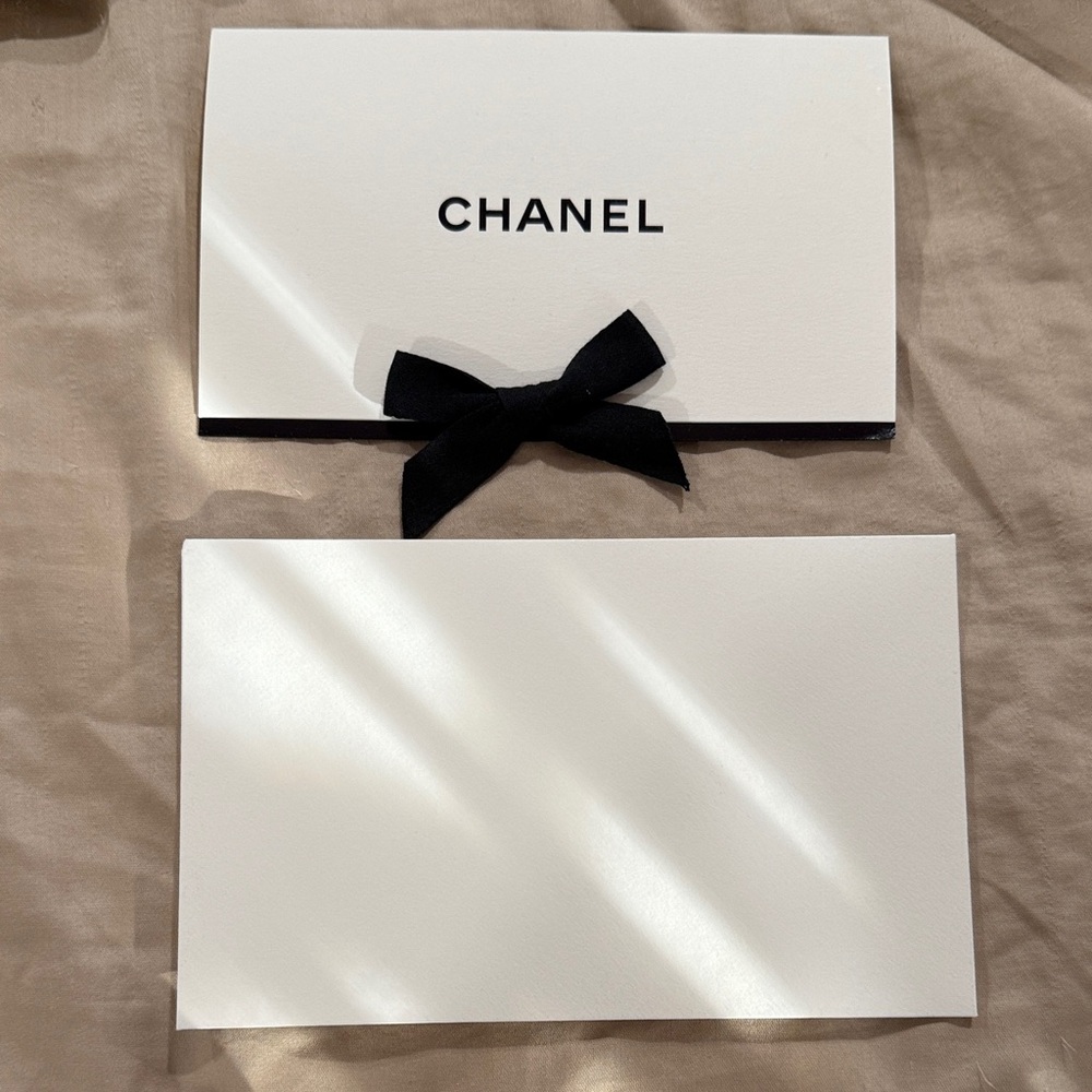 CHANEL Elegant Black and White Bow Greeting Card